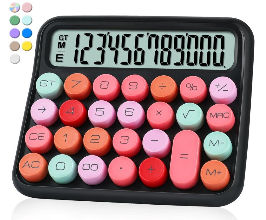 12 Digit Large LCD Display and Buttons, Great for Everyday Life and Basic Office School Work, with Battery Mechanical Calculator