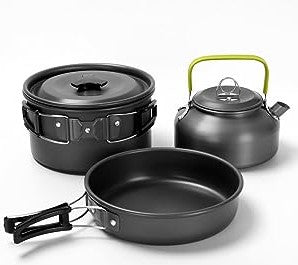 15 PC Camping Cookware Portable Outdoor Mess Kit Non-Stick Lightweight Pot Set for Backpacking Hiking Picnic