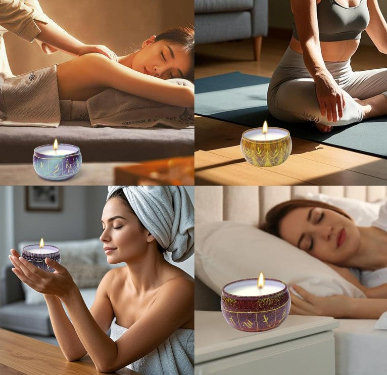 Zodiac Constellation Scented Candles for Home Set 2.5oz Strong Aromatherapy Candle Pack in Travel Tin Jars Long Lasting Fragrance Soy Candle 12 Pack