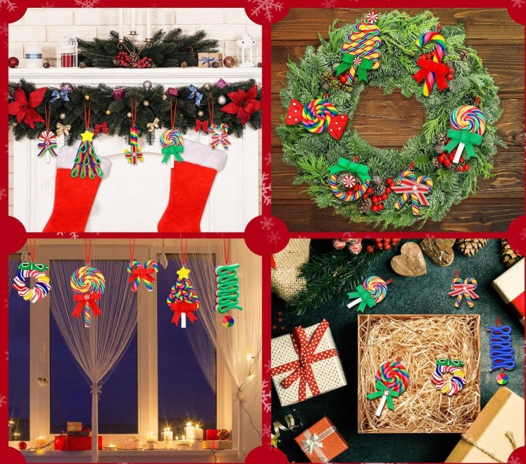 Christmas Ornament Funny Unique Wine Cup Green Grinch Candy Gingerbread Nutcracker Wall Mount Hanging Decorations for Tree Wall, Indoor Holiday Decor