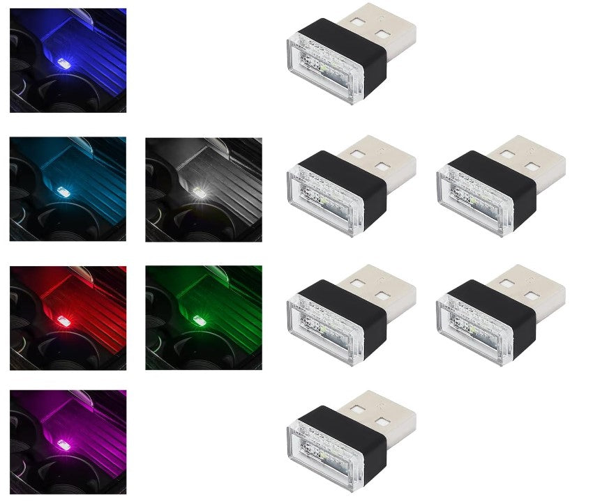 4 PCS USB LED Portable Universal Car Vehicle Interior Ambient Atmosphere Lamp Plug-in Decor Night Light Kit