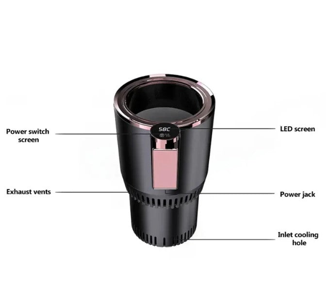 Smart Hot and Cold Portable Cup Holder Insulated Electric Beverage Mug for Car Automobile Truck Home Office Travel