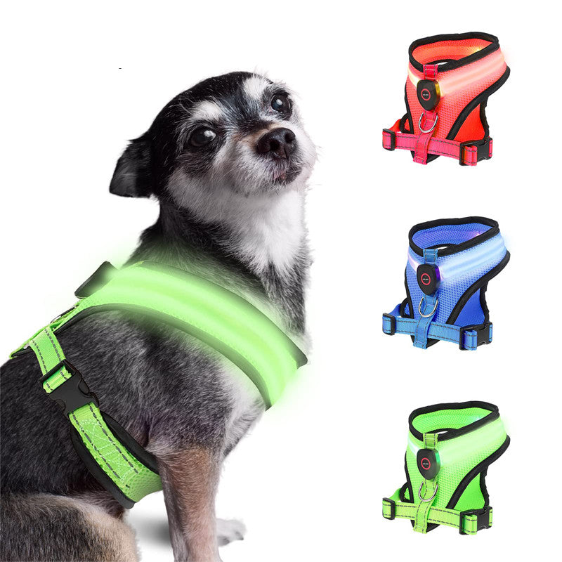Rechargeable LED USB Charging Mesh Lighted Dog Harness