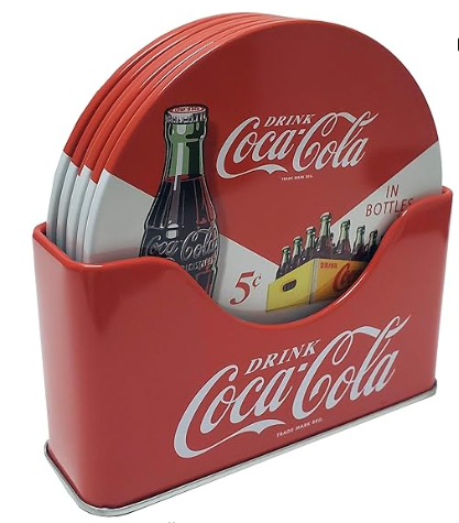 Coca Cola Inspired Kitchen  Table Coasters Salt and Pepper Shakers Napkin Holder and Metal Signs