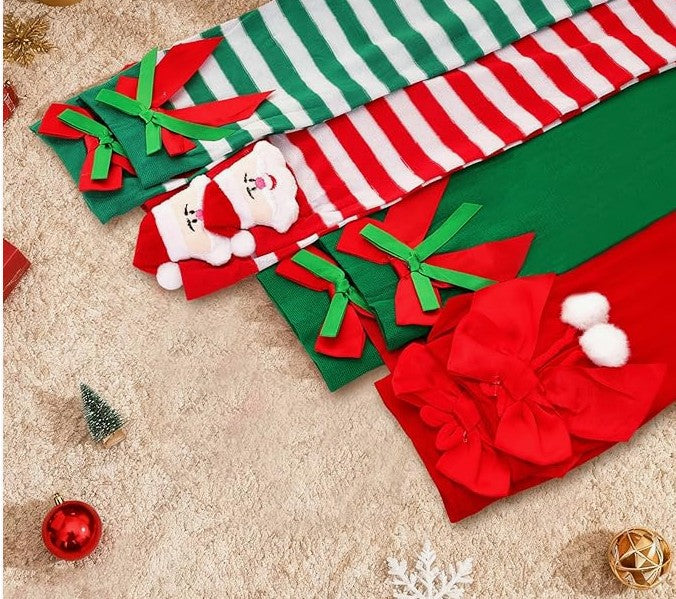 Fun Women Christmas Santa Elf Thigh High Fuzzy Stripped Red Green Socks Cute Cartoon over Knee Fluffy Striped Stockings Winter Leg Warmers