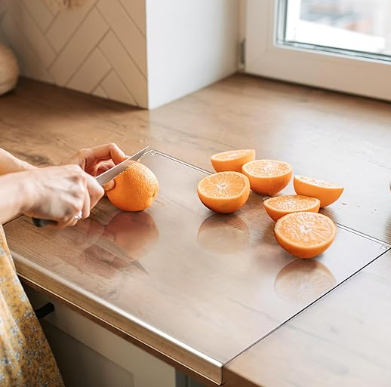 Clear Acrylic Non-Slip Cutting Board with Counter Lip for Kitchen Counter