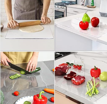 Clear Acrylic Non-Slip Cutting Board with Counter Lip for Kitchen Counter