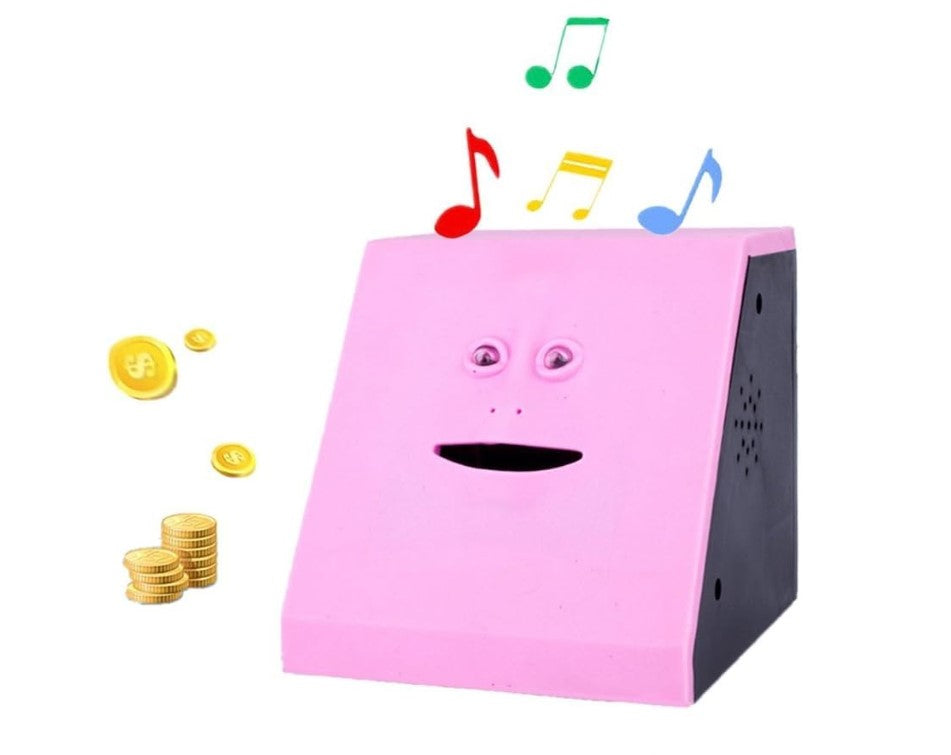 Novelty Automatic Coin Money Eating Musical Face Bank Saving Collection Piggy Bank for Kids Children Office Home Decor