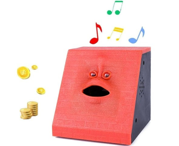 Novelty Automatic Coin Money Eating Musical Face Bank Saving Collection Piggy Bank for Kids Children Office Home Decor