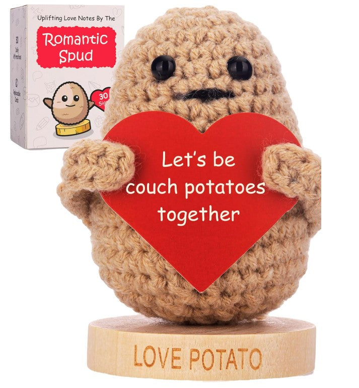 Handmade Crochet Funny Positive Message Cute Small Figures Love Duck Bear Potatoe Cheer Up Emotional Support Crochet Toys for Valentine Gifts