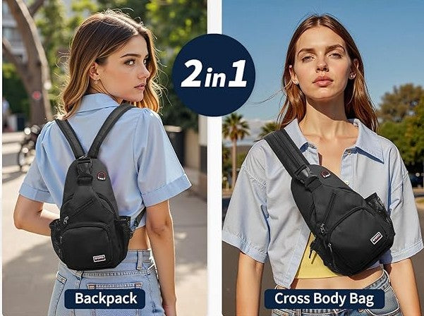 Multiple Colors Red Pink Yellow Green Blue White Black Casual Crossbody Sling Shoulder Zippered Convertible Strap Waterproof Messenger Hiking Cycling Traveling School Work Backpack Bag for Men Women Kids Teens