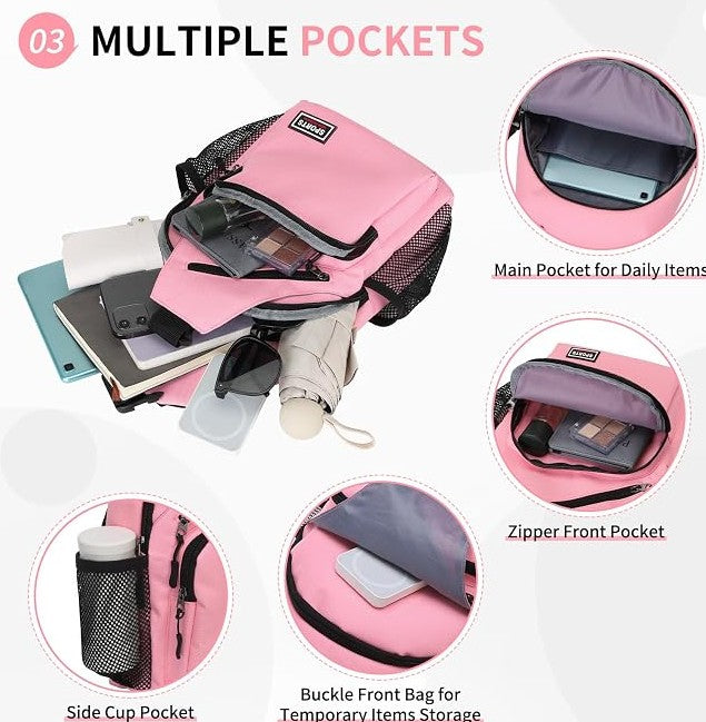 Multiple Colors Red Pink Yellow Green Blue White Black Casual Crossbody Sling Shoulder Zippered Convertible Strap Waterproof Messenger Hiking Cycling Traveling School Work Backpack Bag for Men Women Kids Teens