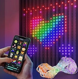 Love Curtain Lights Smart LED with APP DIY Curtain Strip Window Lamp with Programmable Music-Sync Dynamic Remote Control 16 Modes for Valentines and Holidays