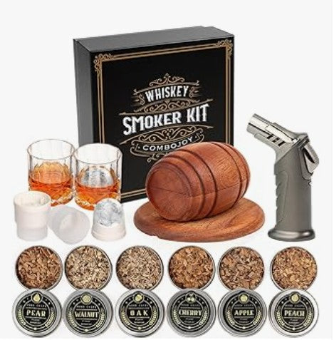 Whisky Liquor Globe Smoker Decanter Ship Designed Etched Glass Bottle Gift Box Set with 2 Glasses and Tray for Bar Home Decor Men's Valentine Gift