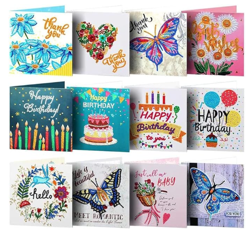 Artistic Fun DIY Birthday Thank You Bless You Best Wishes Diamond Painting Greeting Card Kits