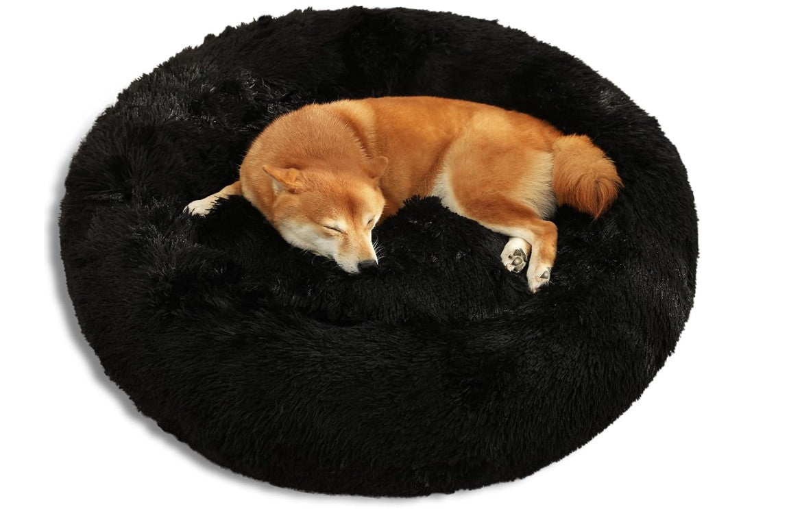 Plush Soft Fur Adorable Washable Durable Fabric Round Calming Pet bed For Cats and Dogs