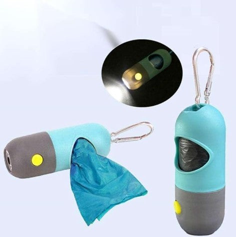 New Colorful Waste Bag Dispenser Bullet Bone Poop Grenade Case Bag Holders for Pets with Bags and Flashlight