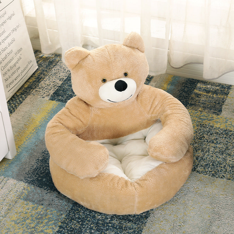 Detachable And Washable Hug Bear Pet Nest Round Shape Warm and Comfortable Pet Bed