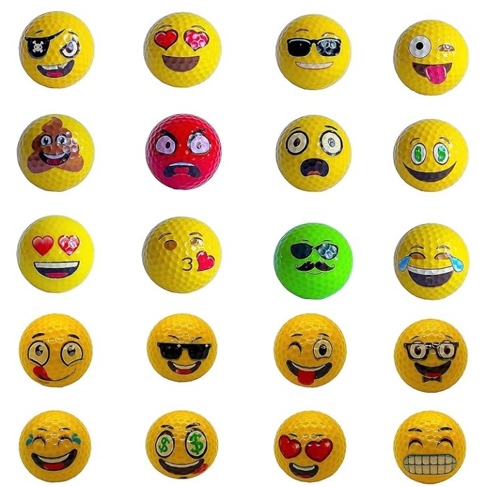 Assorted Golf Balls 6-12 PCS Training Sports Neon Emoji Glow in the Dark Golf Balls for Gift Practice Driving Range Novelty Fun for Golfer Adults Kids
