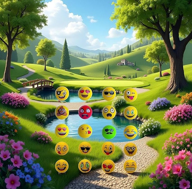 Assorted Golf Balls 6-12 PCS Training Sports Neon Emoji Glow in the Dark Golf Balls for Gift Practice Driving Range Novelty Fun for Golfer Adults Kids