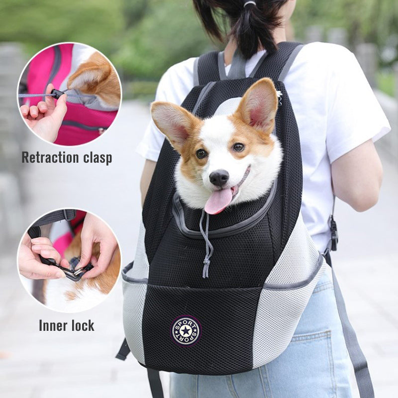 Pet Dog Cat Mesh Portable Carrier Double Shoulder Backpack