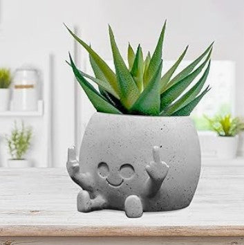 Unique Hanging Indoor Outdoor Resin Swinging Smiley Face Planter Pots Head with Drainage Hole