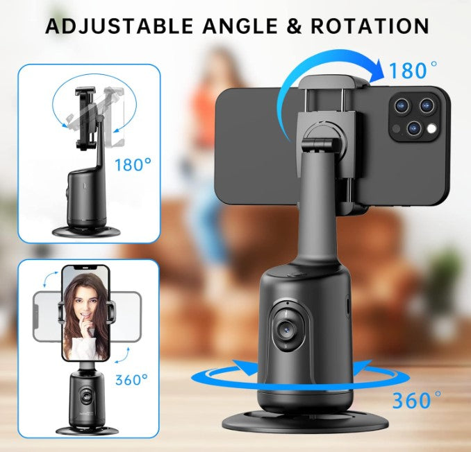 Portable All-in-one Smart Selfie Stick 360 Rotation Fast Face & Object Auto Face Tracking Cameraman Robot Mount for Phone Video Vlog Live Streaming