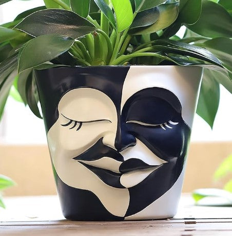 Unique Abstract Graffiti Face Rainbow Head Flowerpot Planter with Drainage for Indoor Outdoor Plants