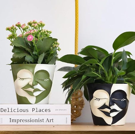 Unique Abstract Graffiti Face Rainbow Head Flowerpot Planter with Drainage for Indoor Outdoor Plants