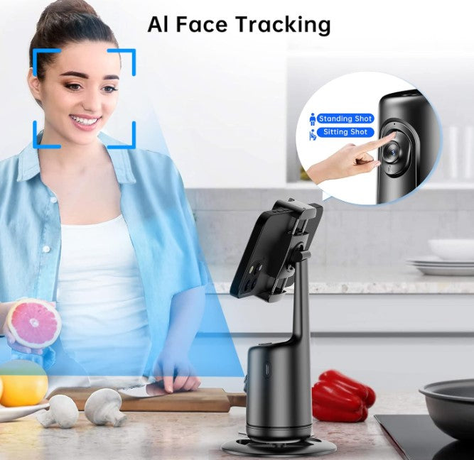 Portable All-in-one Smart Selfie Stick 360 Rotation Fast Face & Object Auto Face Tracking Cameraman Robot Mount for Phone Video Vlog Live Streaming