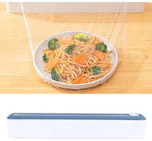 Magnetic Refillable Plastic Wrap Dispenser with Cutter Aluminum Foil Plastic Wax Parchment Paper Dispenser