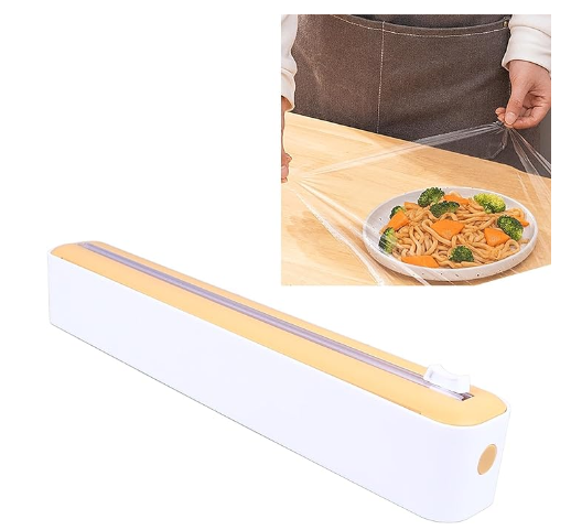 Magnetic Refillable Plastic Wrap Dispenser with Cutter Aluminum Foil Plastic Wax Parchment Paper Dispenser