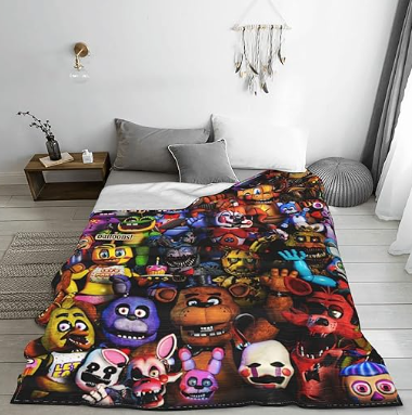 Five Nights at Freddy Fnaf Movie Soft Warm Fleece Throw Couch Chair Travel Bed Spread Blanket Chica Freddy Head Pillows