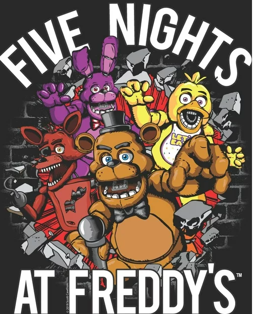 Five Night at Freddy's Breaking Walls Boys and Girls Black T-shirt