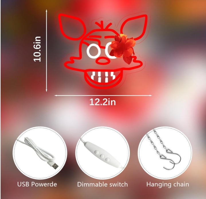 Five Nights at Freddy FNAF Foxy Freddy Chica Bunny LED Neon Signs for Wall Bedroom Decor