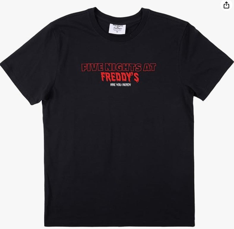 Five Night at Freddy's Horror Movie Character Crew Neck Short and Long Sleeve Boys Girls Women Mens Black T-shirt