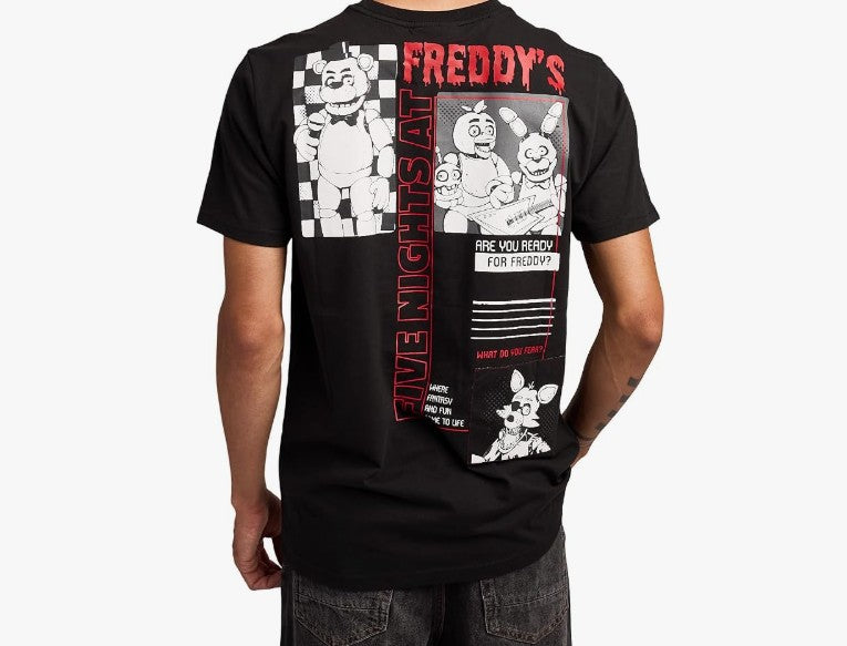 Five Night at Freddy's Horror Movie Character Crew Neck Short and Long Sleeve Boys Girls Women Mens Black T-shirt