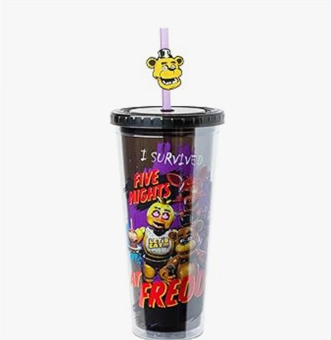 Get Trend Five Nights at Freddy’s 30oz Tumbler with Handle and Straw, Stainless Steel Insulated Water Bottle, BPA-Free, Leak-Proof, Cold for 12h, Hot 5h, Gifts for Men, Teens