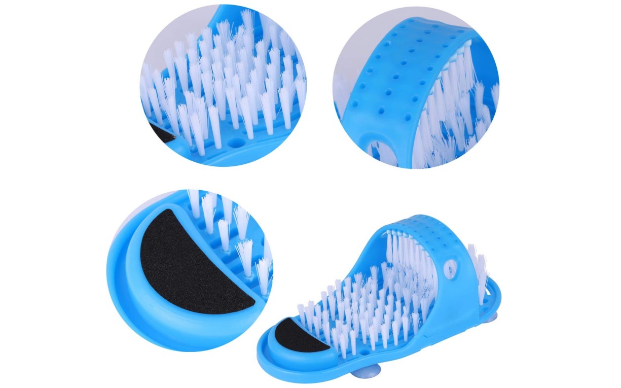 Shower Foot Scrubber Portable Foot Massager Cleaner Care to Improve Foot Circulation Feet Cleaner Washer Spas Massage, Slipper for Exfoliating Cleaning