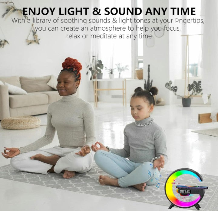 4 in 1 Atmosphere New Intelligent LED Wireless Bluetooth Speaker Alarm Clock I Phone Charger Sleep Assist Smart Sound Music Night Lamp Machine