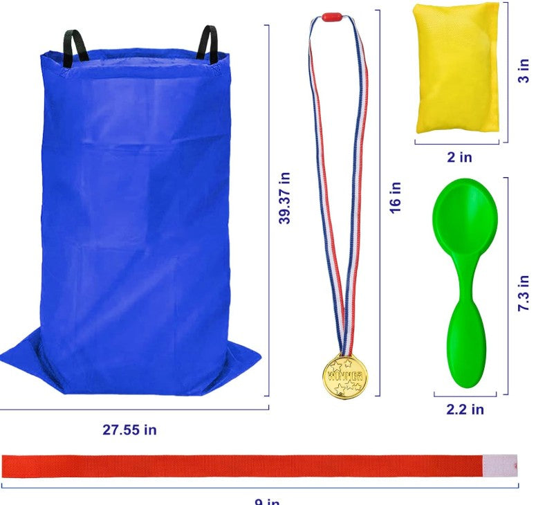 Potato Sack Race Bags - Sack Race Bags for Adults and Kids, Bean Bag Toss Game, 3 Legged Relay Race, Egg Spoon Game, Carnival Outdoor Lawn Game for Easter, Halloween, Christmas, Birthday Party