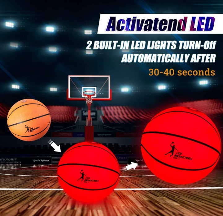 Glow in The Dark Light Up LED Basketball Football for Teens Boys Girls Kids Athletes Toy for Night Ball Games