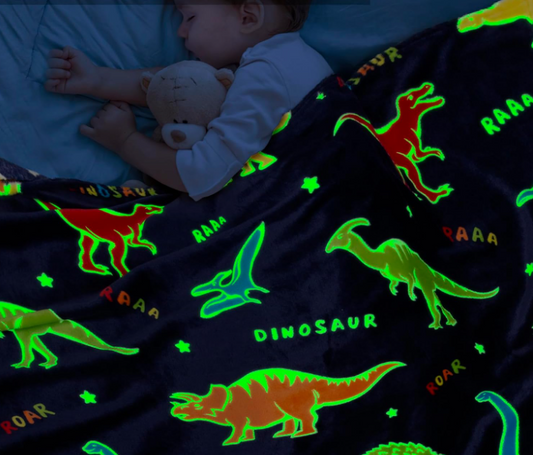 Glow in The Dark Soft Warm Fleece Kids Unicorn Dinosaur Printed Couch Sofa Bed Spread Blankets