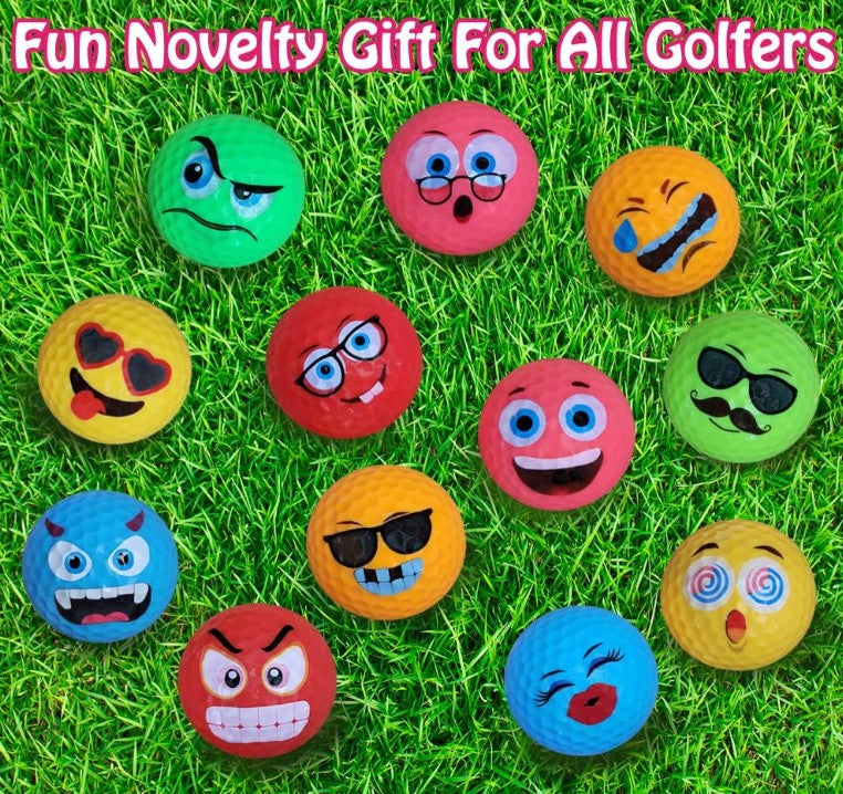 Assorted Golf Balls 6-12 PCS Training Sports Neon Emoji Golf Balls for Gift Practice Driving Range Novelty Fun for Golfer Adults Kids