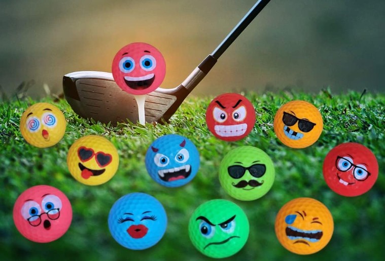 Assorted Golf Balls 6-12 PCS Training Sports Neon Emoji Golf Balls for Gift Practice Driving Range Novelty Fun for Golfer Adults Kids