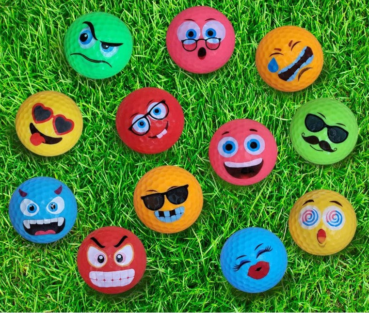 Assorted Golf Balls 6-12 PCS Training Sports Neon Emoji Golf Balls for Gift Practice Driving Range Novelty Fun for Golfer Adults Kids
