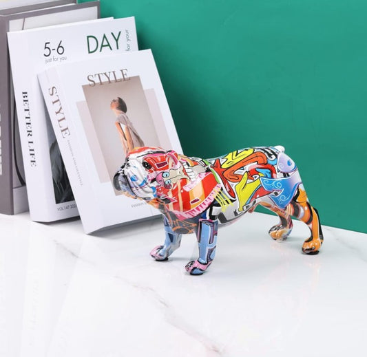 Colored Graffiti Bulldog Bear Elephant Animal Sculpture Figurines Art Pieces for Home Room Decor