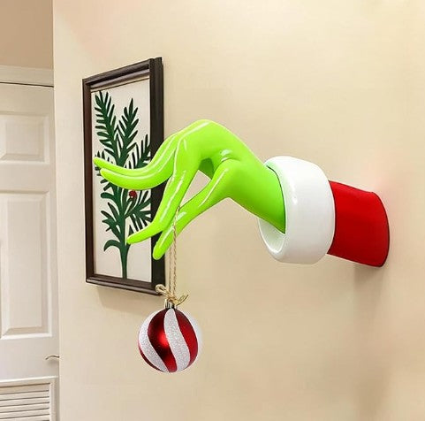 Christmas Ornament Funny Unique Wine Cup Green Grinch Candy Gingerbread Nutcracker Wall Mount Hanging Decorations for Tree Wall, Indoor Holiday Decor
