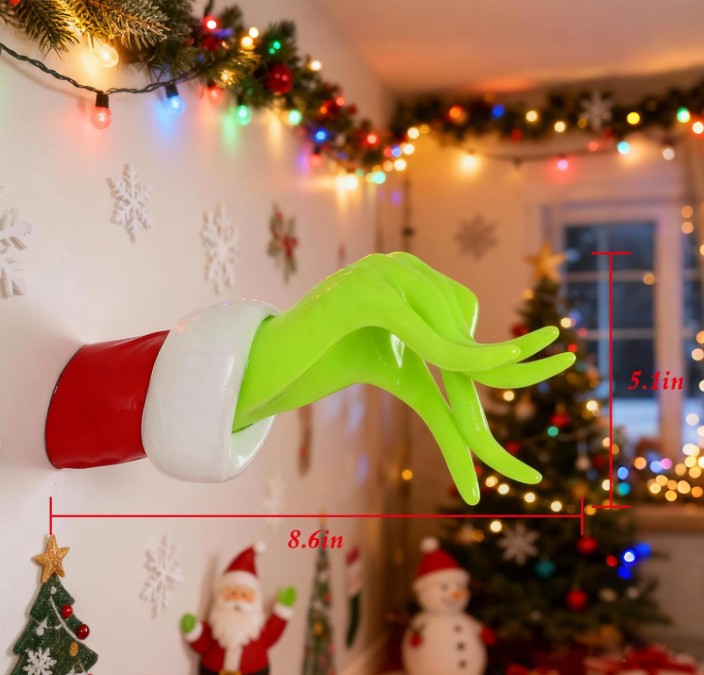 Christmas Ornament Funny Unique Wine Cup Green Grinch Candy Gingerbread Nutcracker Wall Mount Hanging Decorations for Tree Wall, Indoor Holiday Decor