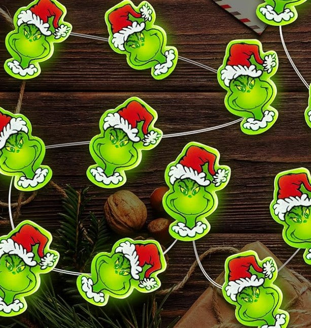 Grinch Green Whoville Christmas Front Door Tree Ornaments and Holiday Lights Decorations